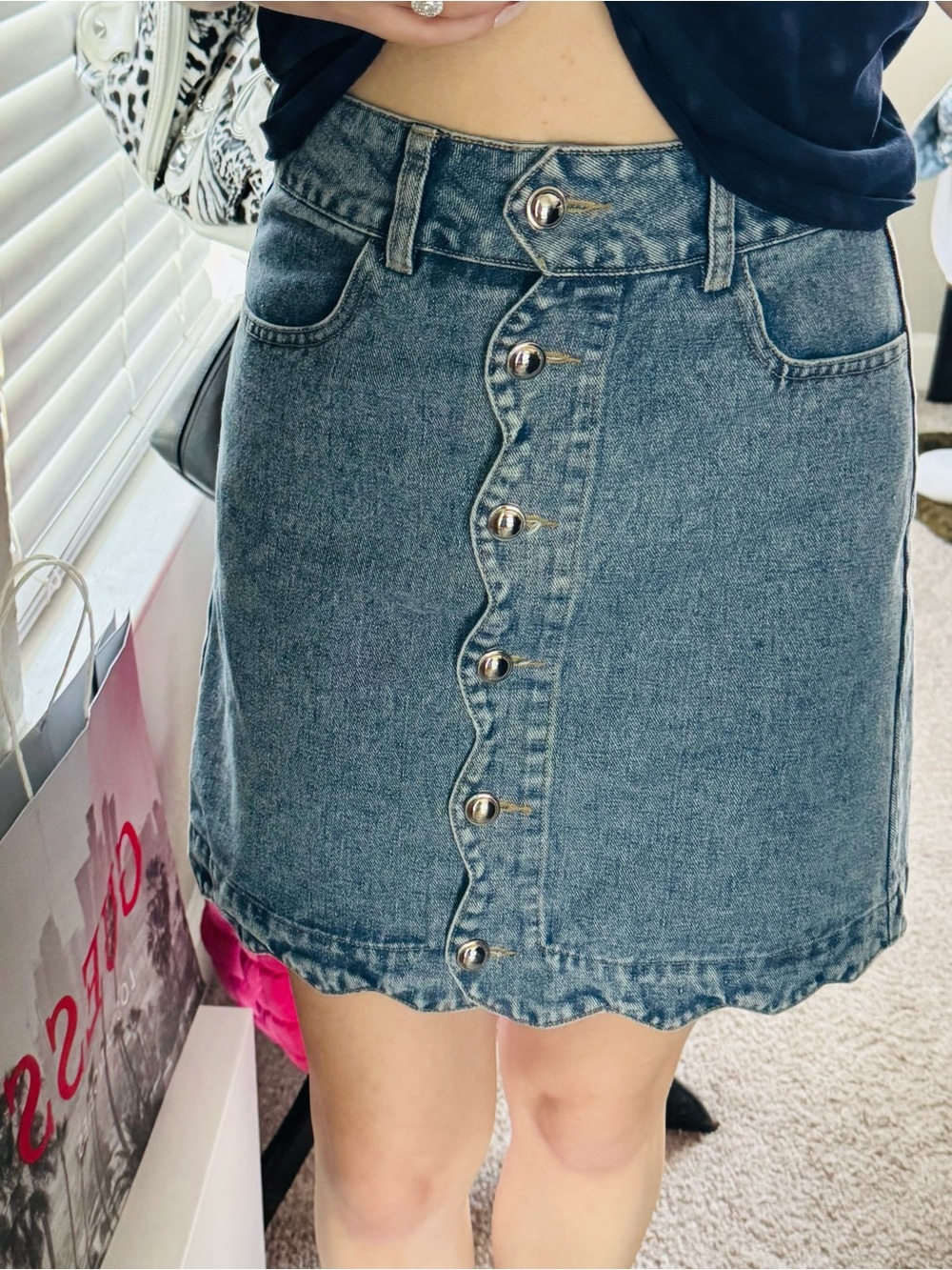 böhme button-front denim mini skirt